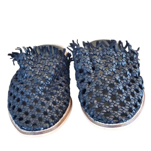 Free People sz 8 Black Leather Mirage Mule Flats Braided Sandal EU 38 Boho Comfy - Picture 4 of 16